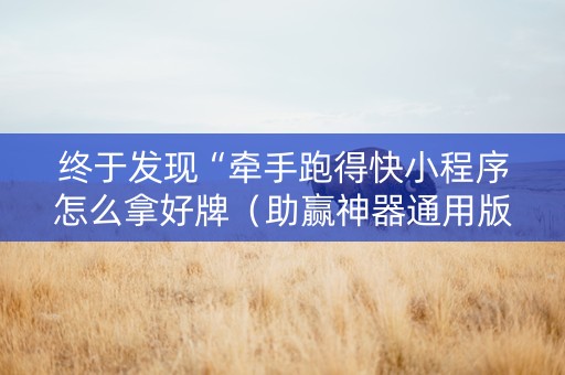 终于发现“牵手跑得快小程序怎么拿好牌（助赢神器通用版）