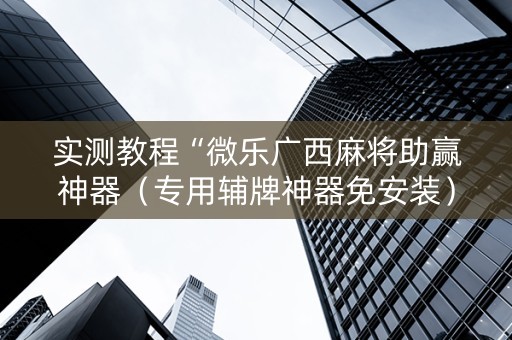 实测教程“微乐广西麻将助赢神器（专用辅牌神器免安装）