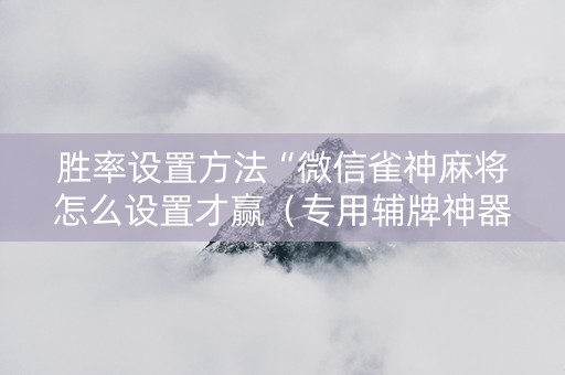 胜率设置方法“微信雀神麻将怎么设置才赢（专用辅牌神器免安装）