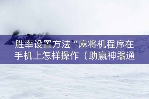 胜率设置方法“麻将机程序在手机上怎样操作（助赢神器通用版）