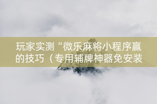 玩家实测“微乐麻将小程序赢的技巧（专用辅牌神器免安装）