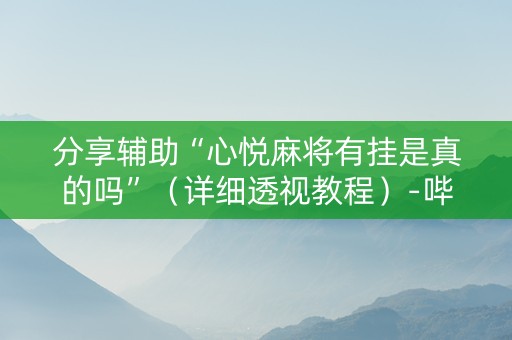 分享辅助“心悦麻将有挂是真的吗”（详细透视教程）-哔哩哔哩