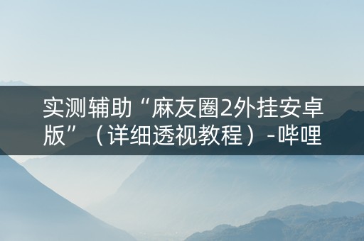实测辅助“麻友圈2外挂安卓版”（详细透视教程）-哔哩哔哩