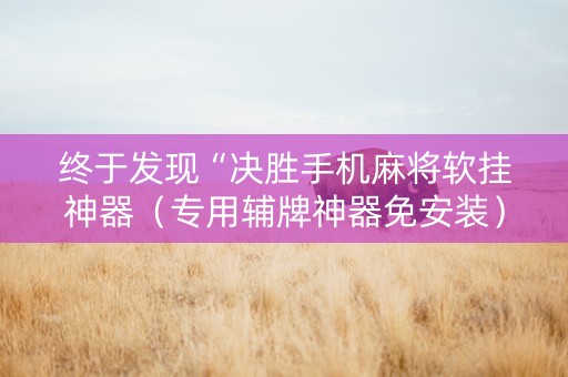 终于发现“决胜手机麻将软挂神器（专用辅牌神器免安装）