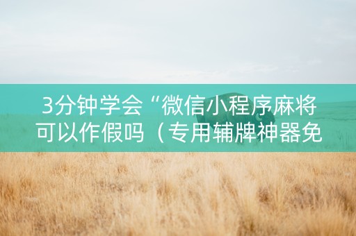 3分钟学会“微信小程序麻将可以作假吗（专用辅牌神器免安装）