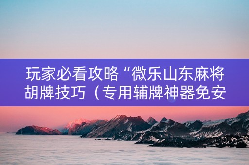 玩家必看攻略“微乐山东麻将胡牌技巧（专用辅牌神器免安装）