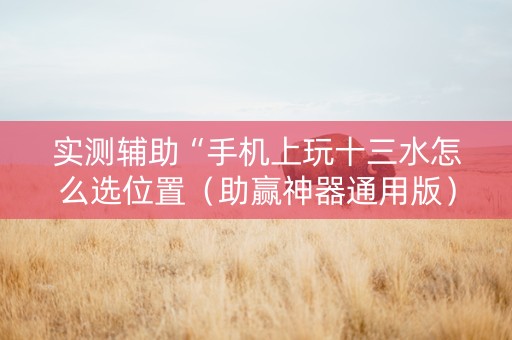 实测辅助“手机上玩十三水怎么选位置（助赢神器通用版）