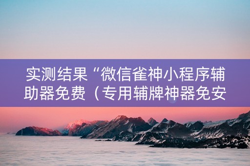 实测结果“微信雀神小程序辅助器免费（专用辅牌神器免安装）
