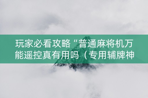 玩家必看攻略“普通麻将机万能遥控真有用吗（专用辅牌神器免安装）