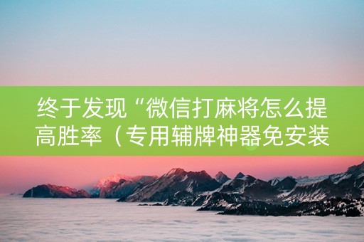 终于发现“微信打麻将怎么提高胜率（专用辅牌神器免安装）