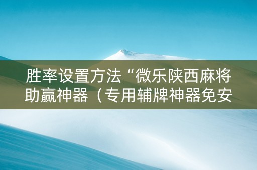 胜率设置方法“微乐陕西麻将助赢神器（专用辅牌神器免安装）