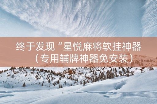 终于发现“星悦麻将软挂神器（专用辅牌神器免安装）