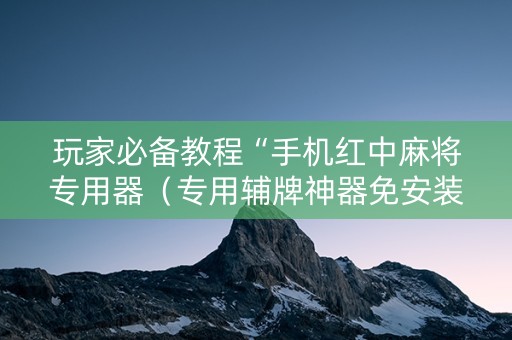 玩家必备教程“手机红中麻将专用器（专用辅牌神器免安装）