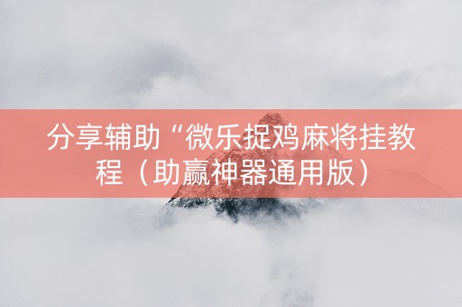 分享辅助“微乐捉鸡麻将挂教程（助赢神器通用版）