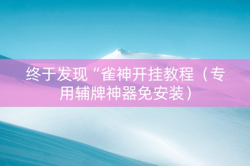 终于发现“雀神开挂教程（专用辅牌神器免安装）