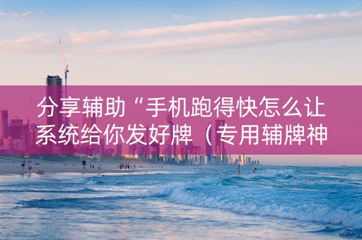 分享辅助“手机跑得快怎么让系统给你发好牌（专用辅牌神器免安装）