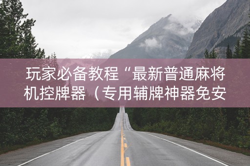 玩家必备教程“最新普通麻将机控牌器（专用辅牌神器免安装）