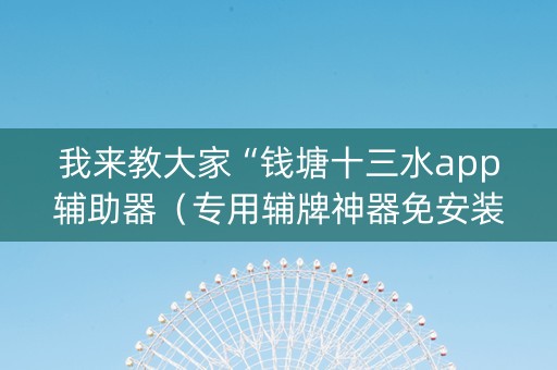 我来教大家“钱塘十三水app辅助器（专用辅牌神器免安装）