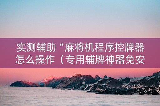 实测辅助“麻将机程序控牌器怎么操作（专用辅牌神器免安装）