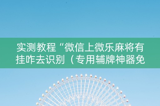 实测教程“微信上微乐麻将有挂咋去识别（专用辅牌神器免安装）