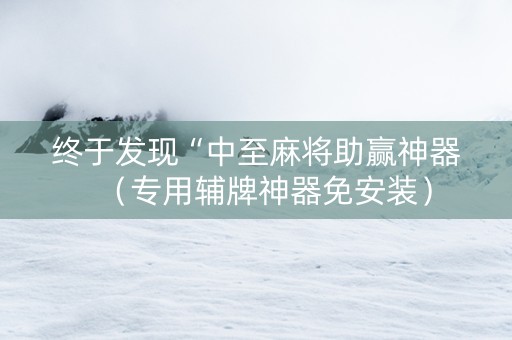 终于发现“中至麻将助赢神器（专用辅牌神器免安装）