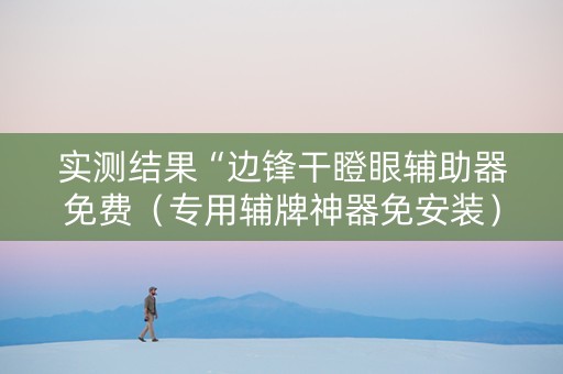 实测结果“边锋干瞪眼辅助器免费（专用辅牌神器免安装）