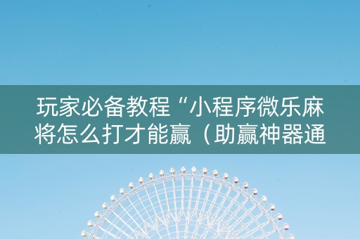 玩家必备教程“小程序微乐麻将怎么打才能赢（助赢神器通用版）