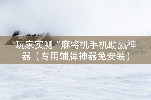 玩家实测“麻将机手机助赢神器（专用辅牌神器免安装）