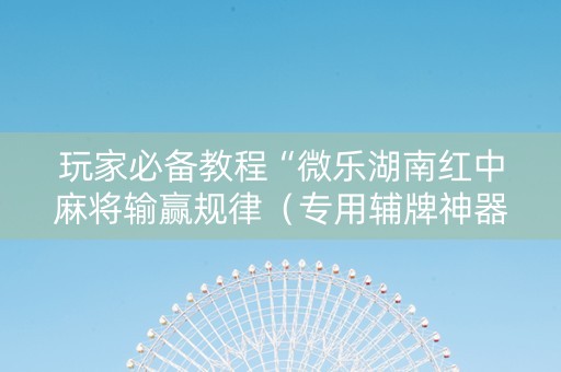 玩家必备教程“微乐湖南红中麻将输赢规律（专用辅牌神器免安装）