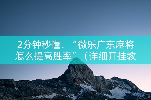 2分钟秒懂！“微乐广东麻将怎么提高胜率”（详细开挂教程）-哔哩哔哩