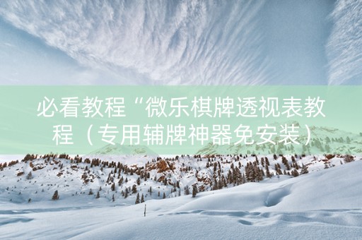 必看教程“微乐棋牌透视表教程（专用辅牌神器免安装）
