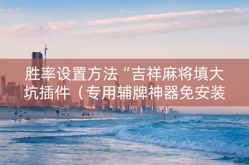 胜率设置方法“吉祥麻将填大坑插件（专用辅牌神器免安装）