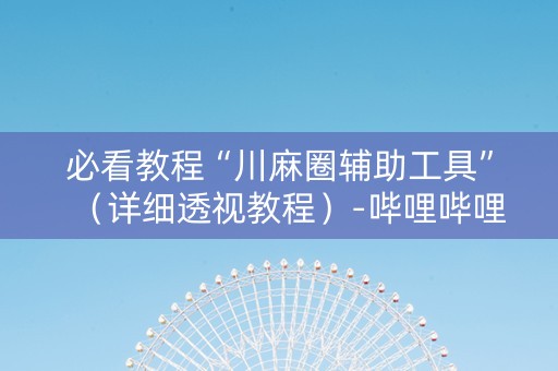 必看教程“川麻圈辅助工具”（详细透视教程）-哔哩哔哩