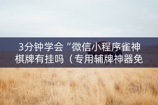 3分钟学会“微信小程序雀神棋牌有挂吗（专用辅牌神器免安装）