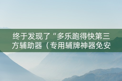 终于发现了“多乐跑得快第三方辅助器（专用辅牌神器免安装）