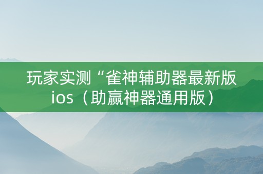 玩家实测“雀神辅助器最新版ios（助赢神器通用版）