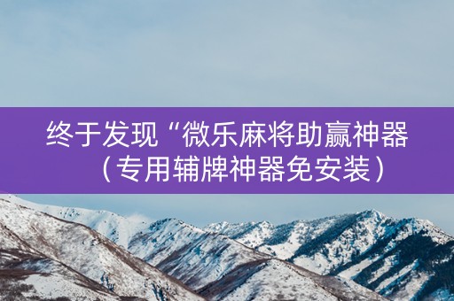 终于发现“微乐麻将助赢神器（专用辅牌神器免安装）