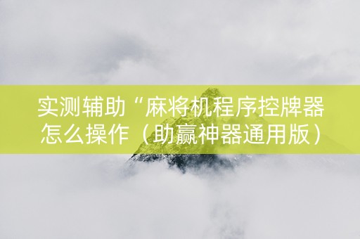 实测辅助“麻将机程序控牌器怎么操作（助赢神器通用版）