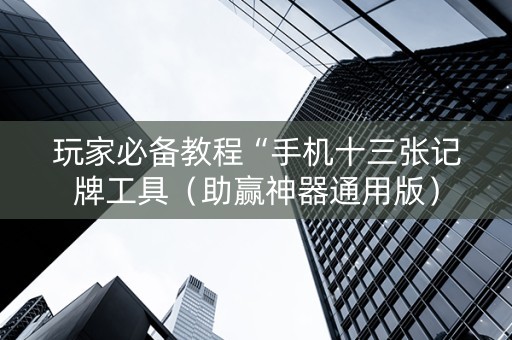 玩家必备教程“手机十三张记牌工具（助赢神器通用版）
