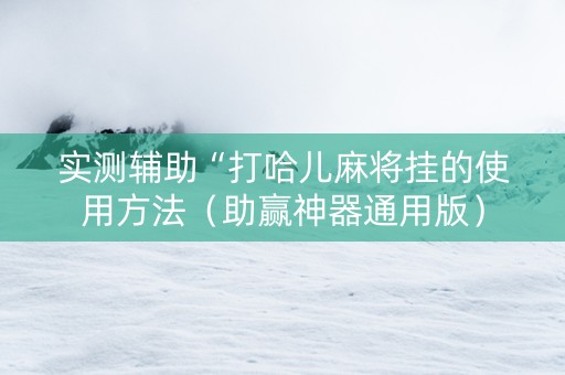 实测辅助“打哈儿麻将挂的使用方法（助赢神器通用版）
