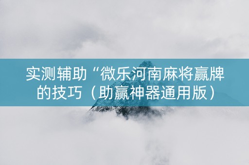 实测辅助“微乐河南麻将赢牌的技巧（助赢神器通用版）