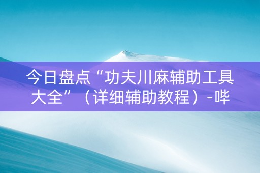 今日盘点“功夫川麻辅助工具大全”（详细辅助教程）-哔哩哔哩