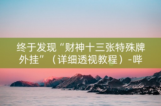 终于发现“财神十三张特殊牌外挂”（详细透视教程）-哔哩哔哩