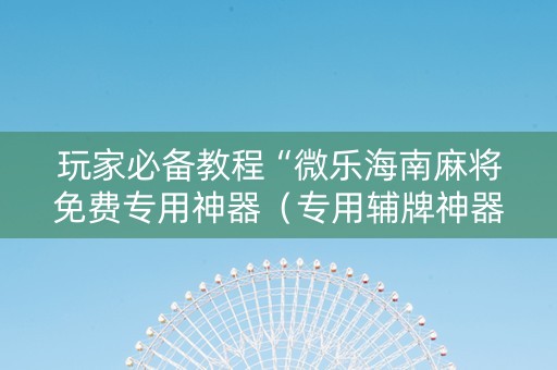 玩家必备教程“微乐海南麻将免费专用神器（专用辅牌神器免安装）