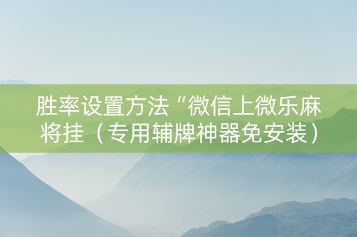 胜率设置方法“微信上微乐麻将挂（专用辅牌神器免安装）