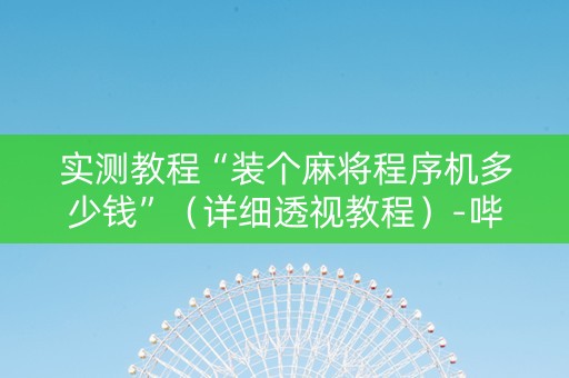 实测教程“装个麻将程序机多少钱”（详细透视教程）-哔哩哔哩