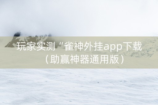玩家实测“雀神外挂app下载（助赢神器通用版）