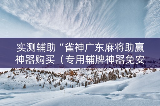 实测辅助“雀神广东麻将助赢神器购买（专用辅牌神器免安装）