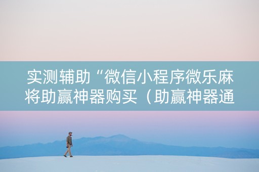 实测辅助“微信小程序微乐麻将助赢神器购买（助赢神器通用版）