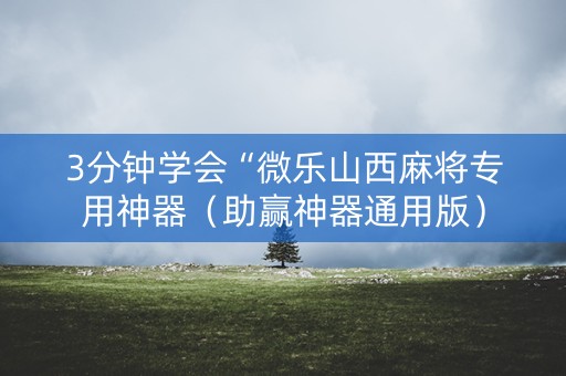 3分钟学会“微乐山西麻将专用神器（助赢神器通用版）